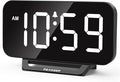 Peakeep Small Digital Alarm Clock for Bedrooms, Loud for Heavy Sleepers Adults, Dimmable Plug in Electric Large Numbers Clock Battery Backup, Slim Clock for Table Office Modern Living Room (BW)
