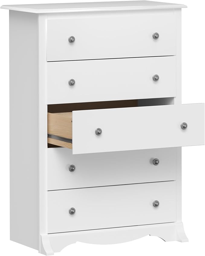 Prepac Sonoma Superior 5-Drawer Dresser for Bedroom - Spacious and Stylish Chest of Drawers, Measuring 17.75"D x 31.5"W x 44.75"H, In White Finish