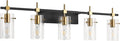 SOLFART 40.1 inch Vintage Brass Bathroom Vanity Light fixtures Bathroom Wall Lights Over Mirror with Glass Shade 5 Light