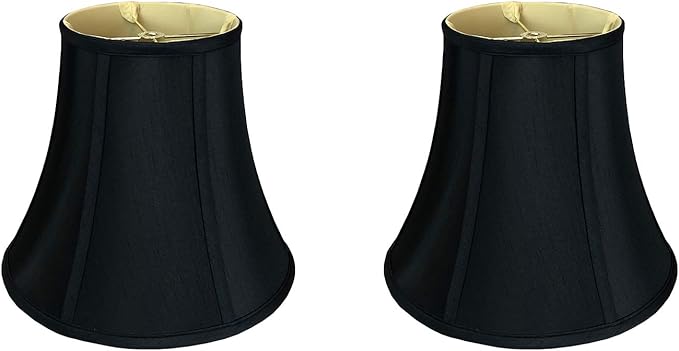 Royal Designs, Inc. BSO-704-16BLK/GL-2 True Bell Basic Lamp Shade, 8 x 16 x 12.6, Black with Gold, 2-Pack