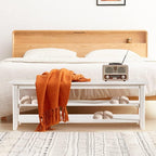 Shoe Rack Bench for Entryway with Storage, 48", 3-Tier Wooden Shoe Bench for Hallway, Front Door, Entrance, White