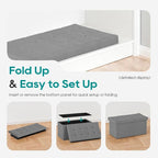 FDW 30 Inches Folding Storage Ottoman Bench, End of Bed Foot Rest Stools Ottoman Storage Chest, Holds up to 660 lb, for Entryway, Living Room, Bedroom, Gray