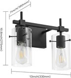 SOLFART Vintage 2 Lights Bathroom Light Fixtures Wall Sconces Black Vanity Lights for Bathroom Vanity Lighting Fixtures Wall Light Fixtures Bathroom Vanity Lights BK