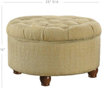 Homepop Home Decor |N8264-F1077 | Button Tufted Woven Round Storage Ottoman | Ottoman with Storage for Living Room & Bedroom, Tan & Cream Tweed