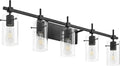 SOLFART Bathroom Light Fixtures Matt Black 5 Lights Vanity Lighting Fixtures Over Mirror Light Fixtures for Bathroom Above Mirror