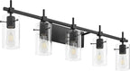 SOLFART Bathroom Light Fixtures Matt Black 5 Lights Vanity Lighting Fixtures Over Mirror Light Fixtures for Bathroom Above Mirror