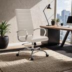 LeisureMod Benmar Modern High Back Leather Office Chair with Adjustable Height, Swivel Base, Ergonomic Design for Home Office, Study, or Workspace(Tan, Set of 2)