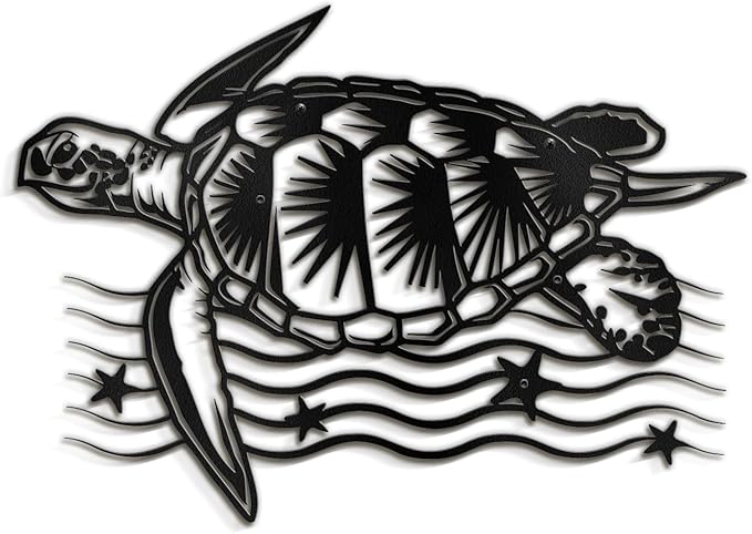 SIGNLEADER Metal Wall Art Decor Turtle Minimalist Modern Abstract Wall Sculpture Hangings Home Decoration for Living Room, Bedroom, Bathroom, Kitchen, Outdoor - 24" Black