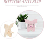 Wooden Pig Animal Glasses Stand Eyeglass Holder Desktop Ornament Creative Spectacle Storage Rack for Office Bedroom Living