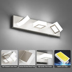 Ralbay 5 Color Temperature Brushed Nickel Bathroom Vanity Lights Dimmable Acrylic Modern LED Brushed Nickel Bathroom Wall Lighting Fixtures 3 Lights