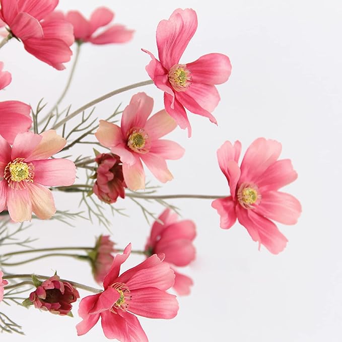 2 Pcs Artificial Flowers Plants Coreopsis Silk Flower Arrangements Wedding Bouquets Decorations Plastic Floral Table Centerpieces for Home Kitchen Garden Party Decor Approx 23.6'' High - Deep Powder