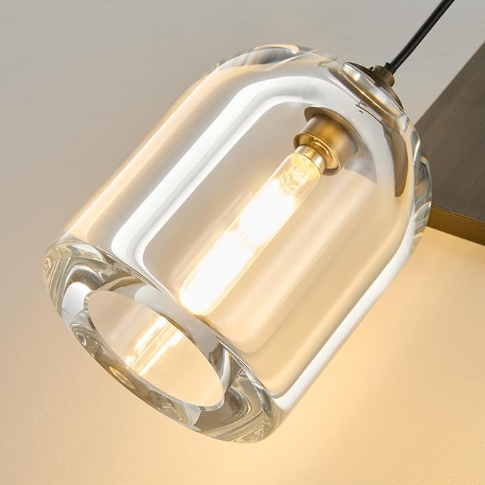 Crystal Brass Hemisphere Wall Sconce - Luxury Antique Brushed Lighting Fixture with K9 Crystals Cloche - Modern Gold Sconces - Dimmable Indoor Hanging Light for Bathroom Living Room Stair