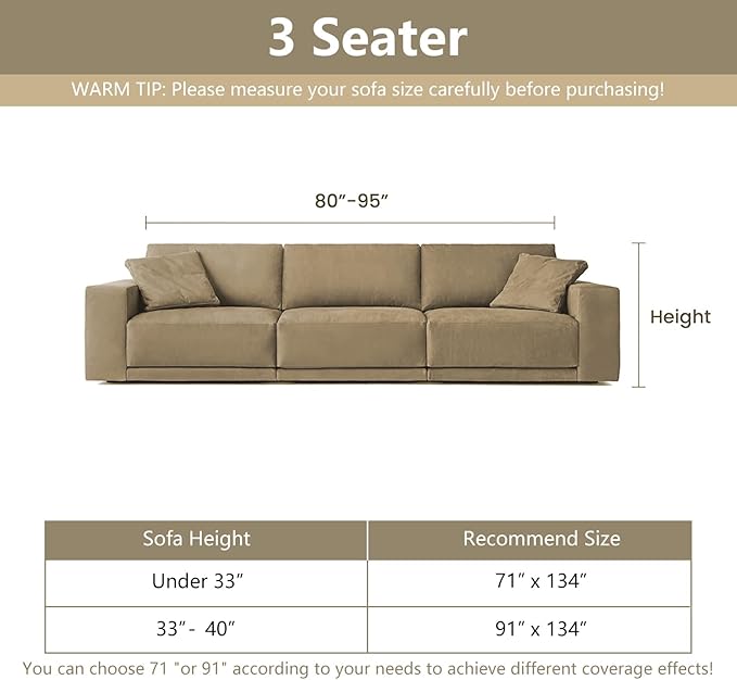 MYSKY HOME Christmas Couch Cover, Sofa Cover for 3 Cushion Couch, Non-Slip Soft Sofa Slipcover Protector, Sofa Covers Washable, Couch Covers for Sectional Sofa, Sofa Towel for Pet Cat Dog, 71" x 134"