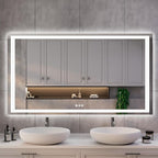 ISKM 50'' x 32'' LED Mirror for Bathroom Lighted Vanity Mirror for Wall Front Lights + Backlit LED Bathroom Mirror Anti-Fog Tempered Glass ETL Listed