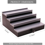Black Grey Cologne Organizer for Men - 4 Tier Wooden Cologne Display Stand with Drawer and Hidden Compartment, Mens Cologne Perfume Holder Shelf for Organizing and Storing