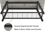 Grey Storage Bench Industrial Rustic Wooden and Metal Entryway Shoe Boots Storage Rack Long Bench Seat for Hallway Bedroom Rustic Farmhouse Style
