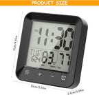 Houkiper Shower Clock Waterproof Bathroom Timer, Digital Shower Timer with Countdown, Suction Cup Clock, LCD Display, Temperature Gauge Wall Clock Touch Screen Waterproof Clock for Bathroom, Black