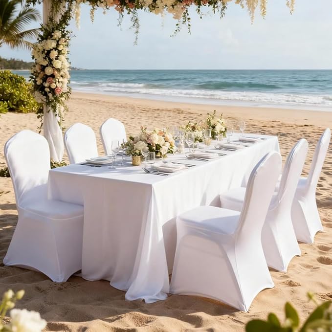 100 Pcs White Washable Removable Universal for Wedding Party Dining Banquet Polyester Spandex Stretch Slipcovers Chair Covers