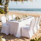 50 Pcs White Washable Removable Universal for Wedding Party Dining Banquet Polyester Spandex Stretch Slipcovers Chair Covers