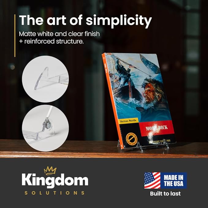 KINGDOM SOLUTIONS MADE IN USA 48-Pack Adjustable Acrylic Easels - Plate Stand - Sturdy Book Stand for Art, Pictures, Plates, Frames - Unique on the Market
