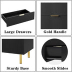 GarveeHome Black Dresser, Modern 5 Drawer Dresser for Bedroom with Gold Handle and Large Drawer, Wood Double Chest of Drawers and Storage Organizer for Living Room, Hallway, Entryway