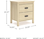 Signature Design by Ashley Cabinella Casual 2-Drawer Nightstand with Round Post Legs, 24.37" Tall, Light Brown