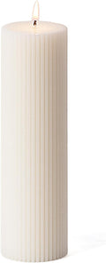 KONNI White Pillar Candles 2.4 x 7.9 inch Unscented Pillar Candle Bulk, Long Burning Candles, Smokeless Dripless Large Round Gear-Shaped Candle for Wedding, Home Decoration, Party, Spa, Dinner
