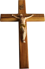 Holy Land Market Olive Wood Cross from Bethlehem - Includes Certificate & Prayer Card, 14 Inch Wall Hanging Decor