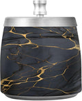 Cool Black Gold Marble Textures Ashtray with Lid, Outdoor Ashtrays for Patio, Stainless Steel Ashtray Odorless Smokeless for Home Office Balcony