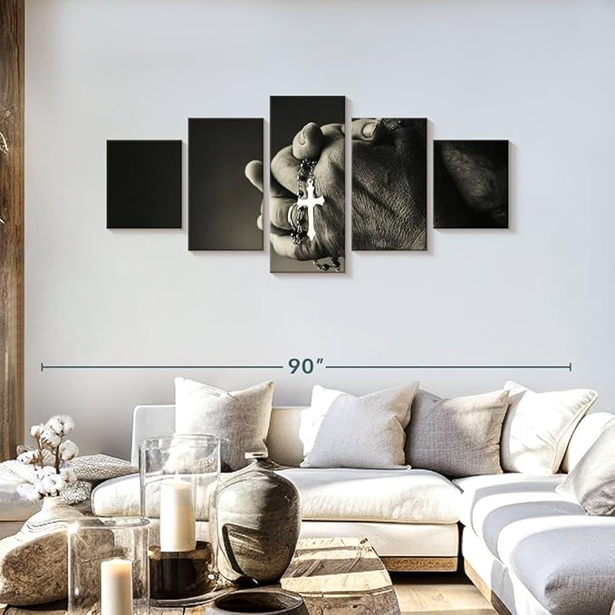 Elephant Stock Christian Prayer Canvas - 5 Panel Pictures Decor - Digital Design Canvas Print - Christian Wall Decor - 68" X 30"
