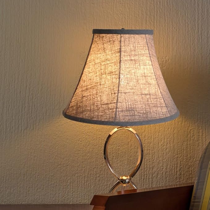 Double Brown Lamp Shade Set of 2, TOOTOO STAR Large Barrel Lampshade for Floor Light and Table Lamp 6x12x8.5 inch, DIY Fabric Natural Linen Hand Crafted, Spider (Brown, 6x12x8.5 inch)