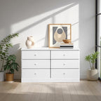 Prepac Astrid 6 Drawer Double Dresser for Bedroom, Wide Chest of Drawers, Bedroom Furniture, Clothes Storage and Organizer, 15.5" D x 47.5" W x 26.85" H, White