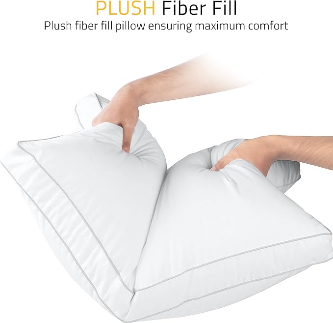 Utopia Bedding Bed Pillows for Sleeping Standard Size (White), Set of 2, Soft & Fluffy Pillow with Down Alternative Filling, Cooling, Hotel Quality, Gusseted Pillow for Back, Stomach or Side Sleepers