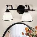 ANDY STAR Bathroom Lighting Fixtures Over Mirror, 2-Light Matte Black Vanity Light with Frosted Glass, Anti-Rust Metal Framed Bathroom Wall Lamp Sconces for Mirror Bedroom, Living Room Hallway