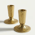 2 Pcs Candle Holders, Handcrafted Antique Brass Iron Taper Candle Holders 3.07×2.24 Inch Iron Gold Holder for Wedding, Dining Table, Party Decor, Timeless Décor Accent