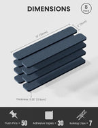 Fluxynara Cork Board Alternative Felt Strip Board 8-Pack 13"x2", Office Pin Board with 50 Push Pins, Adhesive Install for Bedroom Door & Home Office(Deep Charcoal Blue)