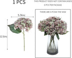 Kimura's Cabin 6pcs Fake Hydrangeas Flowers Vintage Artificial Silk Hydrangea Bouquets with Stems for Wedding Party Home Table Core Decoration (Green Purple, Pack of 6)