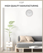LUUK LIFESTYLE Timeless Wall Clock with Silent Movement and no Ticking, Elegant Design, for Children's Room, Living Room, Bathroom, 12”, White and Rosegold
