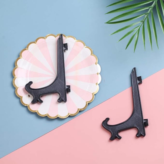Artliving 6 Inch Black 12pcs/Set Plastic Easels Plate Display Stands Picture Frame Stand Holder