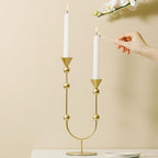 Modern Gold Double Taper Candle Holder – U-Shaped Metal Candlestick Holder for Table Centerpiece, Wedding & Holiday Décor – Elegant Minimalist Home Accent Gift by Uniquary