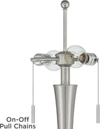 360 Lighting Karl Modern Industrial Floor Lamp Standing 63.75" Tall Brushed Nickel Silver Classic Metal White Tapered Drum Shade Decor for Living Room Reading House Bedroom Family Home