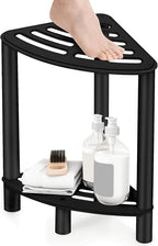 Stainless Steel Shower Stool, Shower Stool for Inside Shower,Corner Shower Bench for Shaving Legs，Shower Foot Rest for Small Bathroom, Matte Black Shower Seat
