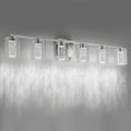 SineRise 6-Light Brushed Nickel Vanity Light with 3 Color Modes (3000K/4000K/6000K), Eye Protection LED Bathroom Light Fixture, Dimmable Modern Wall Light Over Mirror with Clear Glass Shade