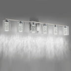 SineRise 6-Light Brushed Nickel Vanity Light with 3 Color Modes (3000K/4000K/6000K), Eye Protection LED Bathroom Light Fixture, Dimmable Modern Wall Light Over Mirror with Clear Glass Shade