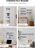 Fluxynara Cork Board Alternative Felt Strip Board 5-Pack 13"x2", Office Pin Board with 35 Push Pins, Adhesive Install for Bedroom Door & Home Office(Soft Periwinkle)