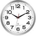 Atomic Wall Clock 10 Inch, Modern Clock Battery Operated Classic Analog Decorative for Kitchen, Living Room, Office, Bedroom, Bathroom (Silver)