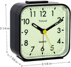 Small Battery Operated Analog Travel Alarm Clock Silent Non Ticking,Gentle Wake, Ascending Beep Sounds, Snooze,Lighted on Demand, Glow in Dark dial,Easy Set