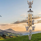 Garden Angel Wind Chimes Outdoor Indoor Decor - With 4 Tubes 6 Bells 7 Angels Wind Chime, Mobile Romantic Wind Catcher, Angel Windchimes for Home, Mom Gifts, Balcony, Tree, Festival, Garden Decoration
