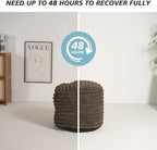 Pouf Ottoman Stuffed Round for Foot Rest, Faux Fur Poufs with Foam Chunk Filling, Storage Ottoman Pouf Foot Stool Cushion, 26 X 18 Inch Floor Chair for Living Room Bedroom Home Decor, Brown