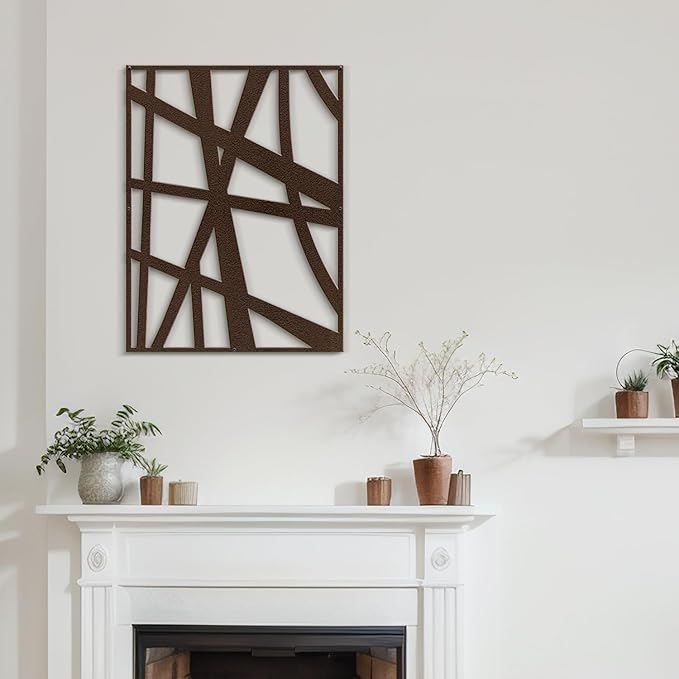 SIGNLEADER Metal Wall Art Decor Abstract Bronze Line Minimalist Modern Abstract Wall Sculpture Hangings Home Decoration for Living Room, Bedroom, Bathroom, Kitchen, Outdoor - 24" Bronze